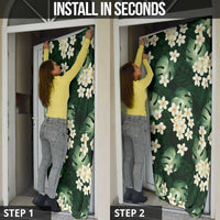 Green Tropical Hawaii Door Cover Seamless Monstera Plumeria Hawaiian Pattern LT14 - Polynesian Pride