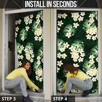 Green Tropical Hawaii Door Cover Seamless Monstera Plumeria Hawaiian Pattern LT14 - Polynesian Pride