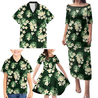 Green Tropical Hawaii Family Matching Puletasi and Hawaiian Shirt Seamless Monstera Plumeria Hawaiian Pattern - Polynesian Pride