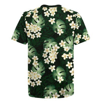 Green Tropical Hawaii Rugby Jersey Seamless Monstera Plumeria Hawaiian Pattern - Polynesian Pride