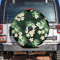 Green Tropical Hawaii Spare Tire Cover Seamless Monstera Plumeria Hawaiian Pattern - Polynesian Pride