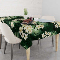 Green Tropical Hawaii Tablecloth Seamless Monstera Plumeria Hawaiian Pattern - Polynesian Pride