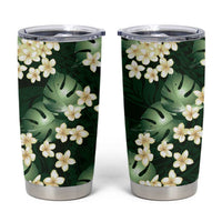 Green Tropical Hawaii Tumbler Cup Seamless Monstera Plumeria Hawaiian Pattern LT14 Green - Polynesian Pride