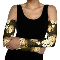 Gold Tropical Hawaii Arm Sleeves Seamless Monstera Plumeria Hawaiian Pattern - Polynesian Pride