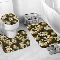 Gold Tropical Hawaii Bathroom Set Seamless Monstera Plumeria Hawaiian Pattern LT14 Mat Set Only (3 pcs) One Size Gold - Polynesian Pride
