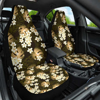 Gold Tropical Hawaii Car Seat Cover Seamless Monstera Plumeria Hawaiian Pattern - Polynesian Pride