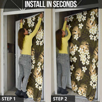 Gold Tropical Hawaii Door Cover Seamless Monstera Plumeria Hawaiian Pattern LT14 - Polynesian Pride