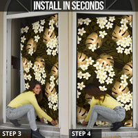 Gold Tropical Hawaii Door Cover Seamless Monstera Plumeria Hawaiian Pattern LT14 - Polynesian Pride