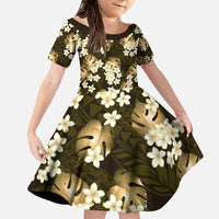 Gold Tropical Hawaii Family Matching Puletasi and Hawaiian Shirt Seamless Monstera Plumeria Hawaiian Pattern - Polynesian Pride