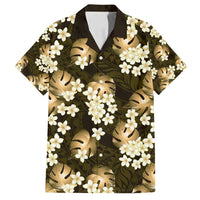 Gold Tropical Hawaii Family Matching Puletasi and Hawaiian Shirt Seamless Monstera Plumeria Hawaiian Pattern - Polynesian Pride