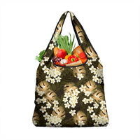 Gold Tropical Hawaii Grocery Bag Seamless Monstera Plumeria Hawaiian Pattern LT14 1-pack One Size Gold - Polynesian Pride