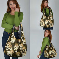 Gold Tropical Hawaii Grocery Bag Seamless Monstera Plumeria Hawaiian Pattern LT14 - Polynesian Pride