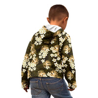 Gold Tropical Hawaii Kid Hoodie Seamless Monstera Plumeria Hawaiian Pattern LT14 - Polynesian Pride