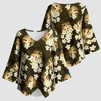 Gold Tropical Hawaii Kimono Sleeve Blouse Seamless Monstera Plumeria Hawaiian Pattern - Polynesian Pride