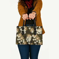 Gold Tropical Hawaii Leather Bag Seamless Monstera Plumeria Hawaiian Pattern LT14 - Polynesian Pride
