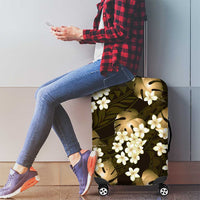 Gold Tropical Hawaii Luggage Cover Seamless Monstera Plumeria Hawaiian Pattern - Polynesian Pride