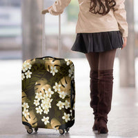 Gold Tropical Hawaii Luggage Cover Seamless Monstera Plumeria Hawaiian Pattern - Polynesian Pride