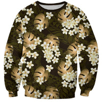 Gold Tropical Hawaii Sweatshirt Seamless Monstera Plumeria Hawaiian Pattern LT14 Unisex Gold - Polynesian Pride