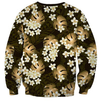 Gold Tropical Hawaii Sweatshirt Seamless Monstera Plumeria Hawaiian Pattern LT14 - Polynesian Pride