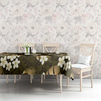 Gold Tropical Hawaii Tablecloth Seamless Monstera Plumeria Hawaiian Pattern - Polynesian Pride