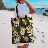 Gold Tropical Hawaii Tote Bag Seamless Monstera Plumeria Hawaiian Pattern LT14 - Polynesian Pride