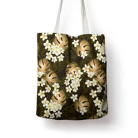 Gold Tropical Hawaii Tote Bag Seamless Monstera Plumeria Hawaiian Pattern LT14 - Polynesian Pride