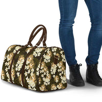 Gold Tropical Hawaii Travel Bag Seamless Monstera Plumeria Hawaiian Pattern LT14 - Polynesian Pride
