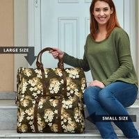 Gold Tropical Hawaii Travel Bag Seamless Monstera Plumeria Hawaiian Pattern LT14 - Polynesian Pride