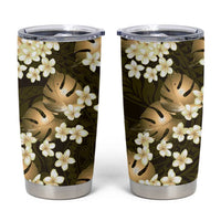 Gold Tropical Hawaii Tumbler Cup Seamless Monstera Plumeria Hawaiian Pattern LT14 Gold - Polynesian Pride