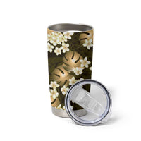Gold Tropical Hawaii Tumbler Cup Seamless Monstera Plumeria Hawaiian Pattern LT14 - Polynesian Pride