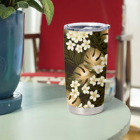 Gold Tropical Hawaii Tumbler Cup Seamless Monstera Plumeria Hawaiian Pattern LT14 - Polynesian Pride
