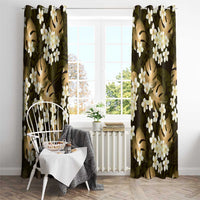Gold Tropical Hawaii Window Curtain Seamless Monstera Plumeria Hawaiian Pattern - Polynesian Pride