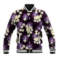 Purple Tropical Hawaii Baseball Jacket Seamless Monstera Plumeria Hawaiian Pattern LT14 Unisex Purple - Polynesian Pride