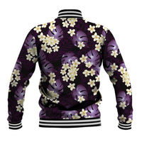 Purple Tropical Hawaii Baseball Jacket Seamless Monstera Plumeria Hawaiian Pattern LT14 - Polynesian Pride