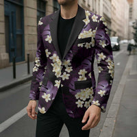 Purple Tropical Hawaii Blazer Seamless Monstera Plumeria Hawaiian Pattern - Polynesian Pride