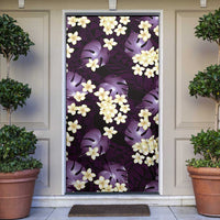 Purple Tropical Hawaii Door Cover Seamless Monstera Plumeria Hawaiian Pattern LT14 Purple - Polynesian Pride