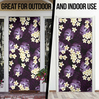 Purple Tropical Hawaii Door Cover Seamless Monstera Plumeria Hawaiian Pattern LT14 - Polynesian Pride