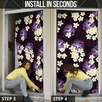Purple Tropical Hawaii Door Cover Seamless Monstera Plumeria Hawaiian Pattern LT14 - Polynesian Pride