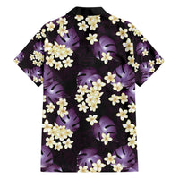 Purple Tropical Hawaii Family Matching Short Sleeve Bodycon Dress and Hawaiian Shirt Seamless Monstera Plumeria Hawaiian Pattern - Polynesian Pride