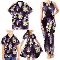 Purple Tropical Hawaii Family Matching Tank Maxi Dress and Hawaiian Shirt Seamless Monstera Plumeria Hawaiian Pattern - Polynesian Pride