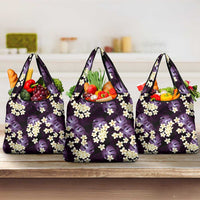 Purple Tropical Hawaii Grocery Bag Seamless Monstera Plumeria Hawaiian Pattern LT14 3-pack One Size Purple - Polynesian Pride