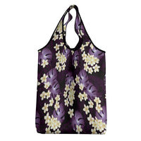 Purple Tropical Hawaii Grocery Bag Seamless Monstera Plumeria Hawaiian Pattern LT14 - Polynesian Pride