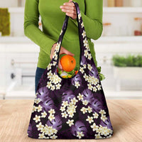 Purple Tropical Hawaii Grocery Bag Seamless Monstera Plumeria Hawaiian Pattern LT14 - Polynesian Pride
