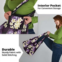 Purple Tropical Hawaii Grocery Bag Seamless Monstera Plumeria Hawaiian Pattern LT14 - Polynesian Pride