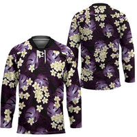 Purple Tropical Hawaii Hockey Jersey Seamless Monstera Plumeria Hawaiian Pattern LT14 - Polynesian Pride