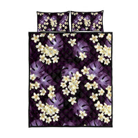 Purple Tropical Hawaii Quilt Bed Set Seamless Monstera Plumeria Hawaiian Pattern - Polynesian Pride