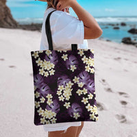 Purple Tropical Hawaii Tote Bag Seamless Monstera Plumeria Hawaiian Pattern LT14 - Polynesian Pride