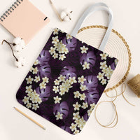 Purple Tropical Hawaii Tote Bag Seamless Monstera Plumeria Hawaiian Pattern LT14 White Strap One Size Purple - Polynesian Pride