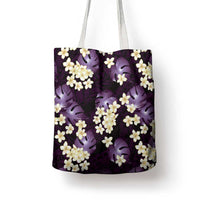 Purple Tropical Hawaii Tote Bag Seamless Monstera Plumeria Hawaiian Pattern LT14 - Polynesian Pride