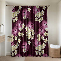 Pink Tropical Hawaii Bathroom Set Seamless Monstera Plumeria Hawaiian Pattern LT14 Shower Curtain Only Pink - Polynesian Pride